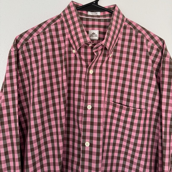 Peter Millar Men's Large 100%‎ Cotton Shirt Long Sleeve RN#100308 Plaid Pink - Picture 1 of 10